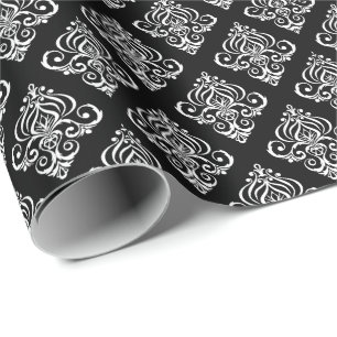Papel De Regalo Crea tu propio damasco B&W personalizado