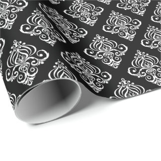 Papel De Regalo Crea tu propio damasco B&W personalizado