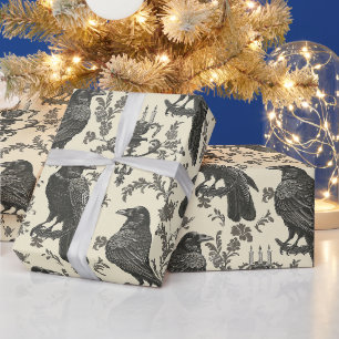 Papel De Regalo Crea tu propio damasco de rosas cuervo gótico anti