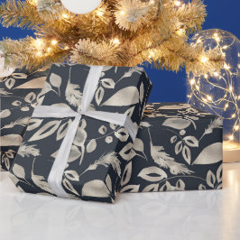 Papel De Regalo Crea tu propio elegante follaje negro y oro