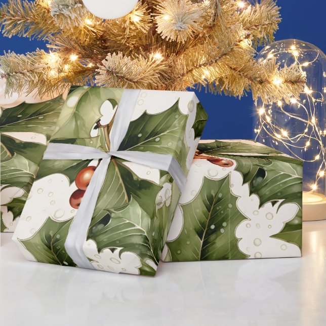 Papel De Regalo Crea tu propio elegante Holly Victoriano Rojo (Vacaciones)