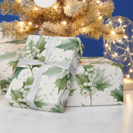 Papel De Regalo Crea tu propio elegante Mistletoe Blanco