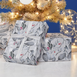 Papel De Regalo Crea Tu Propio Elegante Tono Gris Rojo Holly