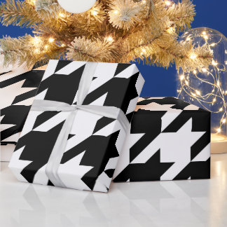 Papel De Regalo Crea tu propio houndstooth negro