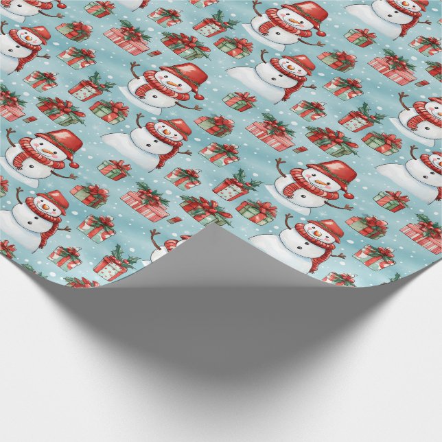 Papel De Regalo Crea tu propio muñeco de nieve alegre (Esquina)