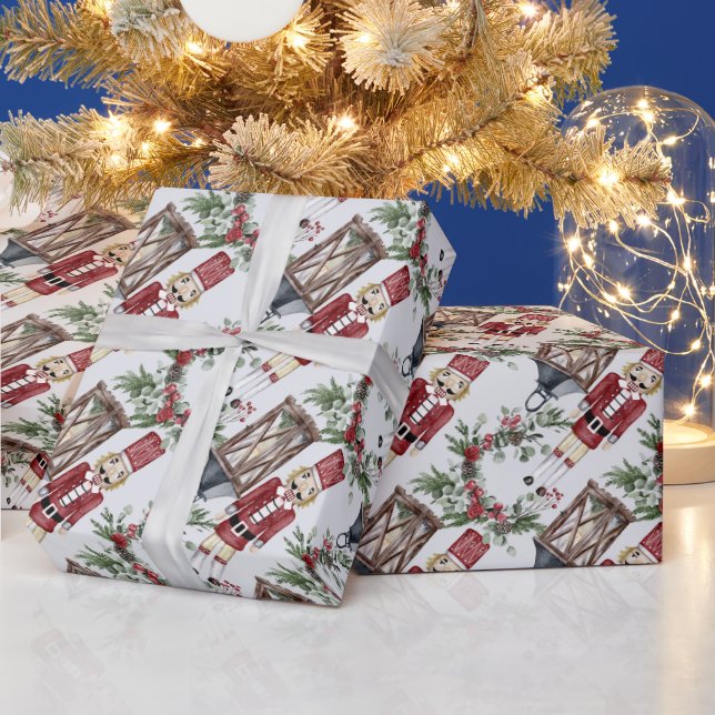 Papel De Regalo Crea tu propio Nutcracker Rojo y Lantern (Vacaciones)