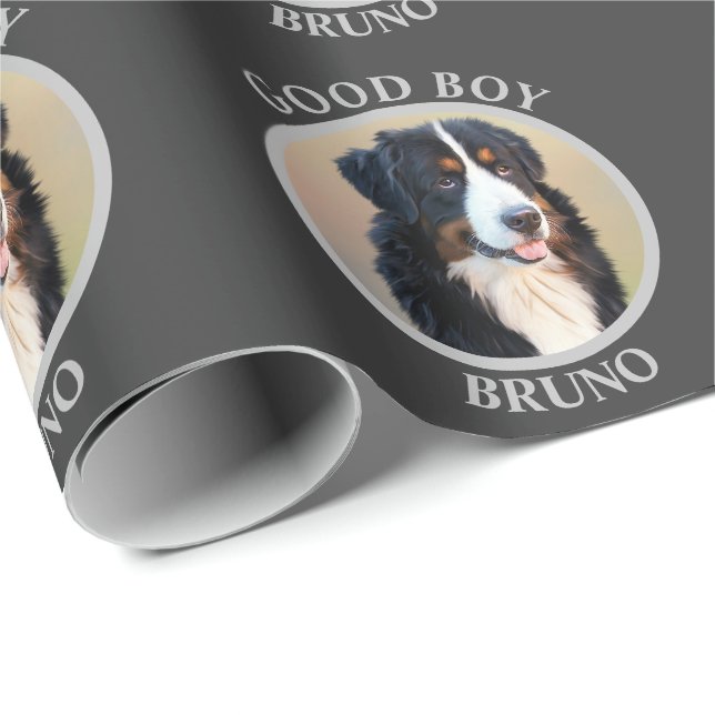 Papel De Regalo Crea tu propio retrato Mascota foto gris moderno (Esquina del rollo)