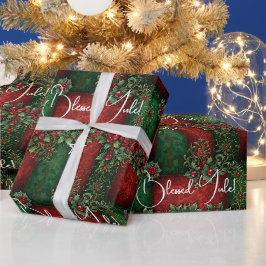 Papel De Regalo Crea tu propio tejido de cesta de acebo rojo verde