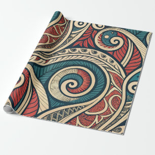 Papel De Regalo Crea tu propio tribal festivo azul turquesa rojo