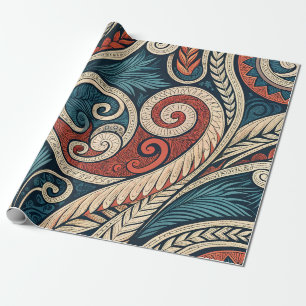 Papel De Regalo Crea tu propio tribal festivo teal rojo ardiente