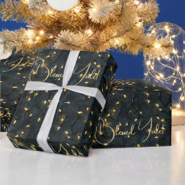 Papel De Regalo Crea tus propias luces festivas de Yule en negro