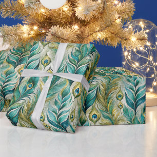 Papel De Regalo Crea tus propias plumas de pavo real abstractas de