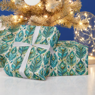 Papel De Regalo Crea tus propias plumas de pavo real pintadas