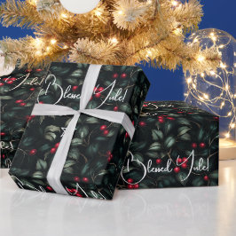 Papel De Regalo Crea tus Propias Ramas de Bayas de Yule Verde Oscu