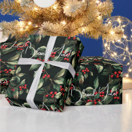 Papel De Regalo Crea tus propias vides de bayas rojas verdes brill
