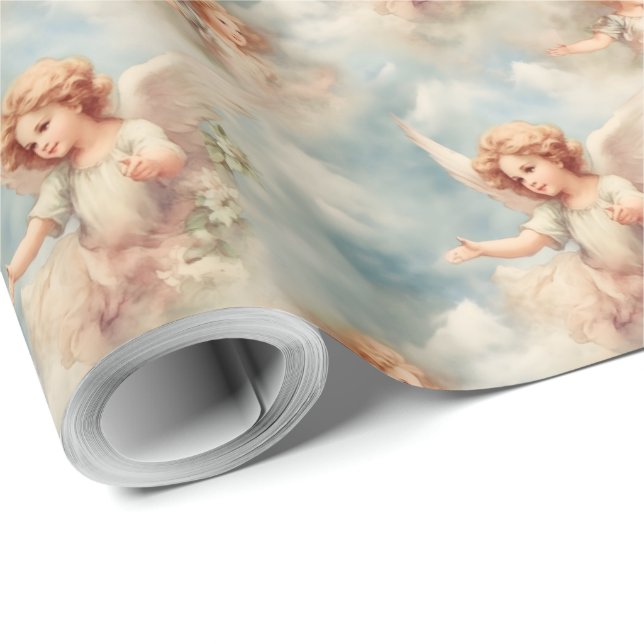 Papel De Regalo Crea tus propios ángeles y flores románticas (Esquina del rollo)