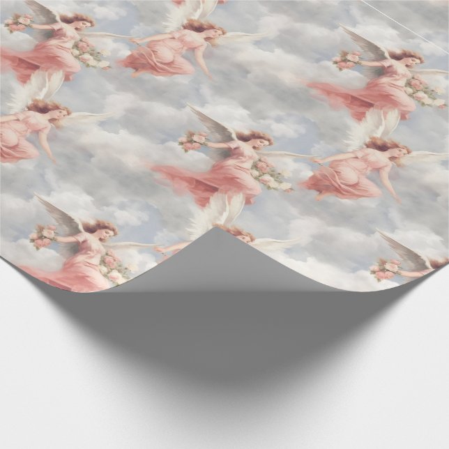 Papel De Regalo Crea tus propios ángeles y Rosas rosados (Esquina)
