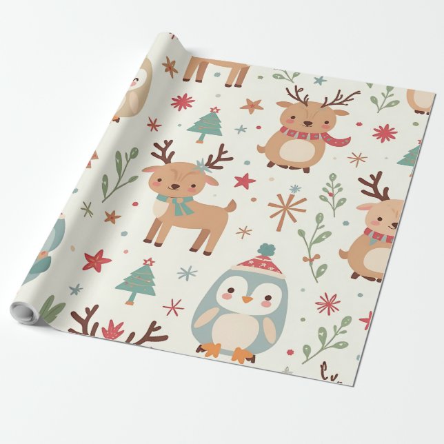 Papel De Regalo Crea tus propios animales de invierno de Kawaii (Desenrollado)