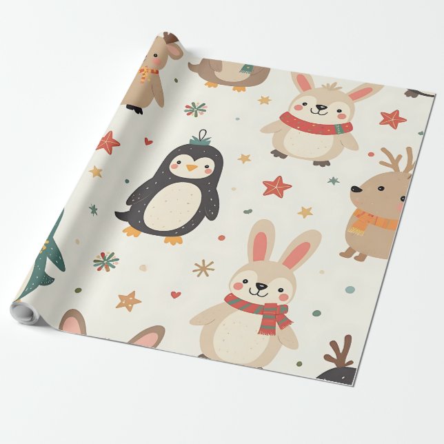 Papel De Regalo Crea tus propios animales Navidades amigos de Kawa (Desenrollado)