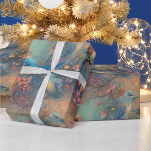Papel De Regalo Crea tus propios pájaros cantores florales fantást
