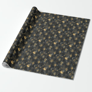Papel De Regalo Crea Tus Propios Símbolos Mágicos Dorados Negros