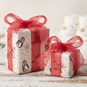 Papel De Regalo Cream Babys primeros animales de invierno de Navid