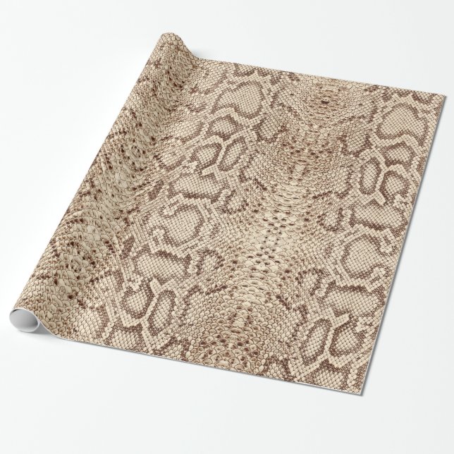 Papel De Regalo Cream Beige Anaconda Piel de serpiente exótico (Desenrollado)