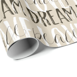 Papel De Regalo Cream Beige Black White Love Dream Peace Shine
