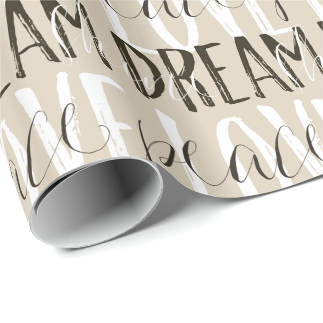 Papel De Regalo Cream Beige Black White Love Dream Peace Shine (Esquina del rollo)