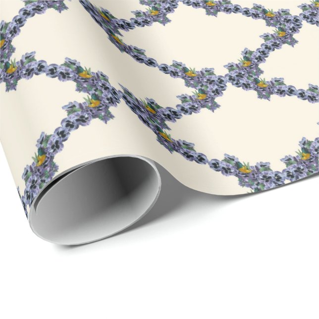 Papel De Regalo Cream bird and flower trellis wrapping paper (Esquina del rollo)