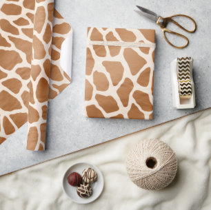 Papel De Regalo Cream Brown Safari Girafa Animal Print