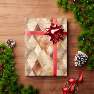 Papel De Regalo Cream Burgundy Red Gold Triangels