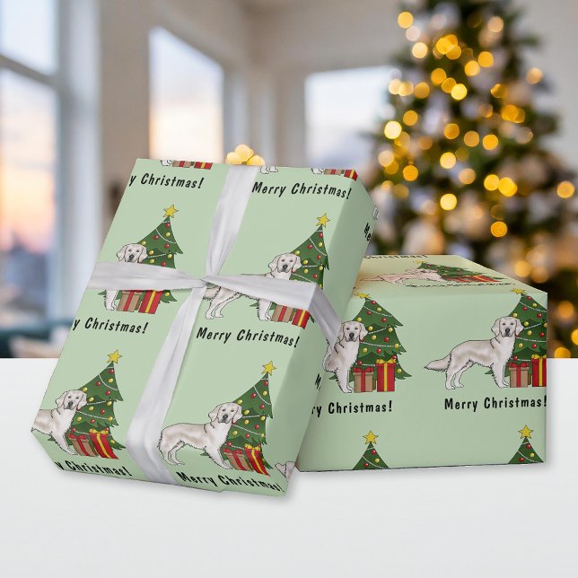 Papel De Regalo Cream English Golden Retriever Y Christmas Tree (Subido por el creador)