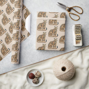 Papel De Regalo Cream Gold Leopard Animal Birthday
