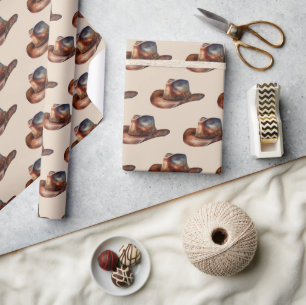 Papel De Regalo Cream Howdy Cowboy Gorras occidentales