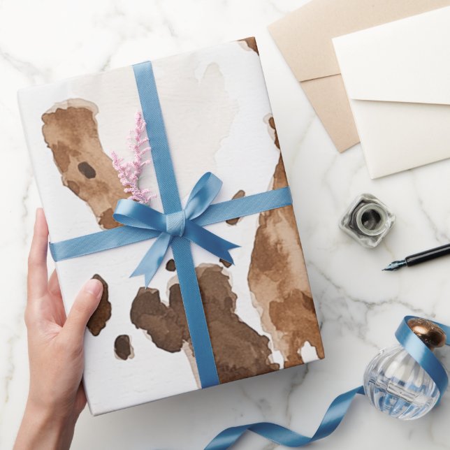 Papel De Regalo Creamy Brown Chocolate Cow Print Animal Cumpleaños (Regalar)