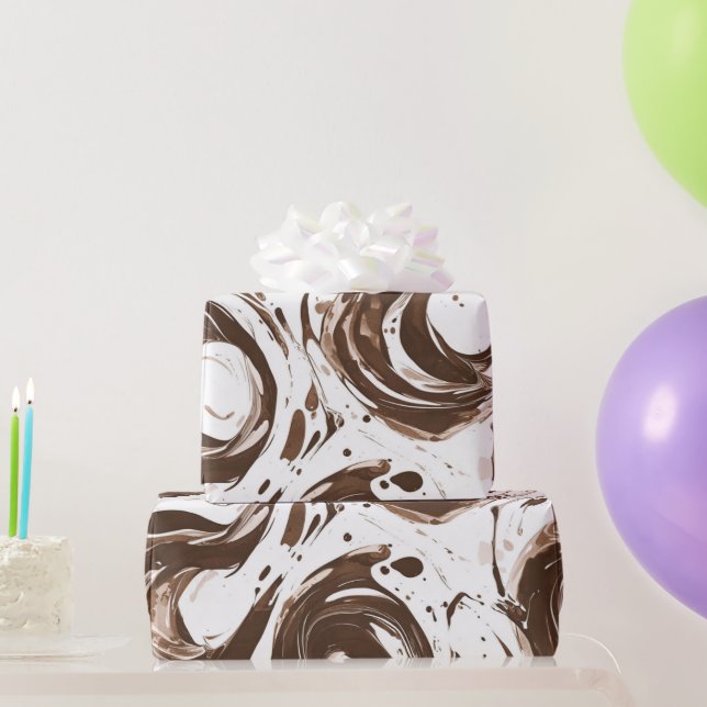 Papel De Regalo Creamy Brown Chocolate Swirls Cumpleaños (Regalos de fiesta)