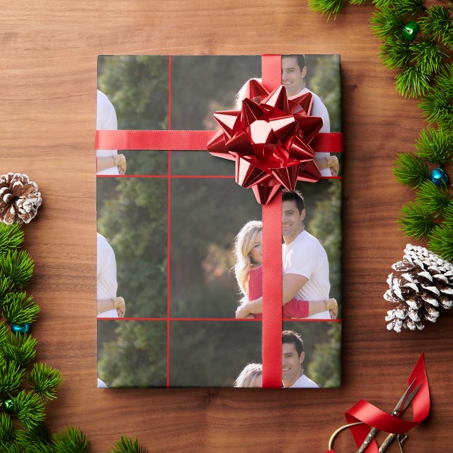Papel De Regalo Crear Navidades de texto fotográfico personalizado (Create Custom Personalized Photo Text Christmas Wrapping Paper)