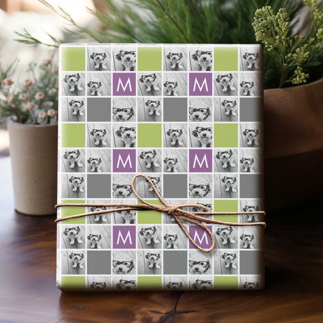 Papel De Regalo Crear su propio monograma de Personalizado de Inst (Custom Photo Wrapping Paper)