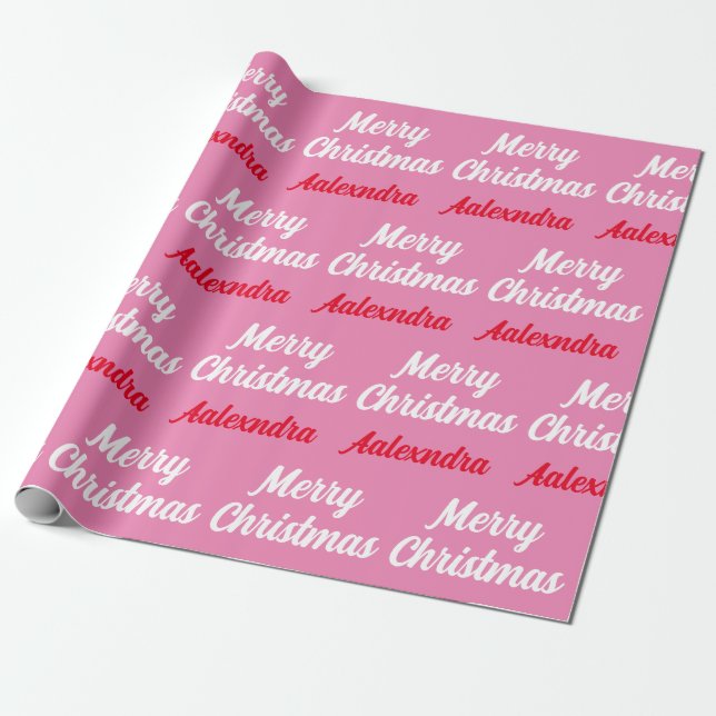 Papel De Regalo Crear su propio nombre Navidades rosados (Desenrollado)