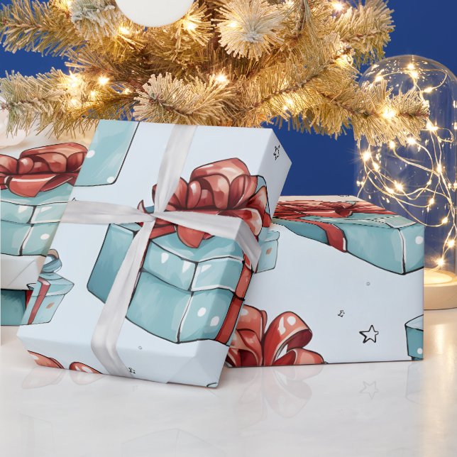 Papel De Regalo Crear sus propios recuadros rojos y azules (Vacaciones)