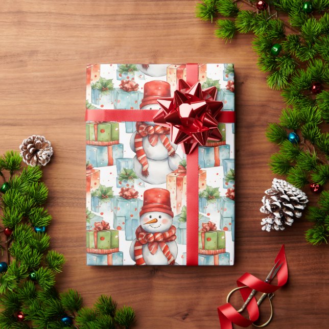 Papel De Regalo Crear sus propios regalos de Snowman (Regalo de vacaciones)