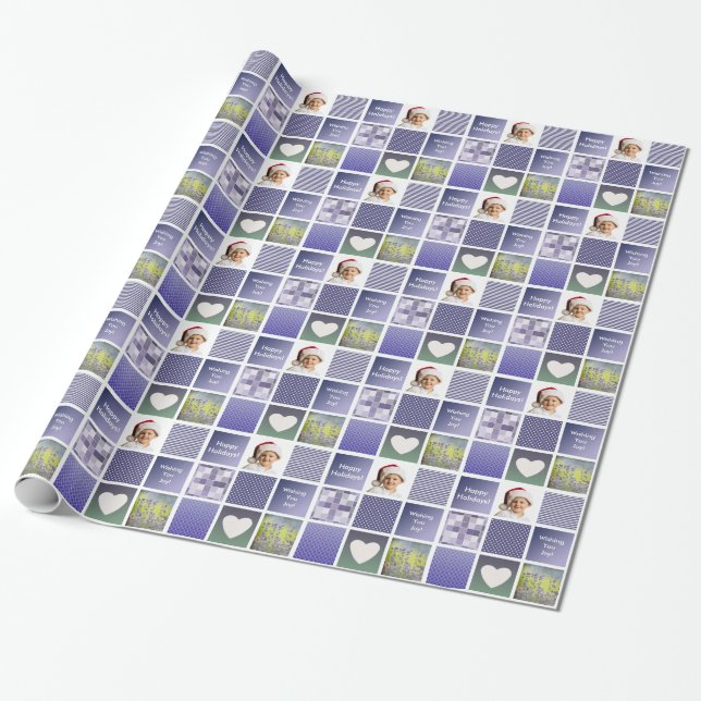 Papel De Regalo Crear tu propio Collage de fotos morado (Desenrollado)