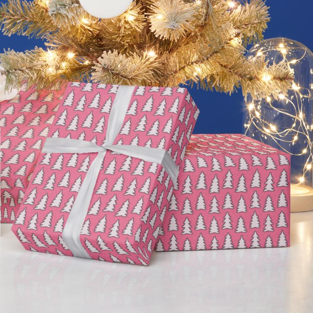 Papel De Regalo Create Your Own White Pine Tree Pink (Vacaciones)