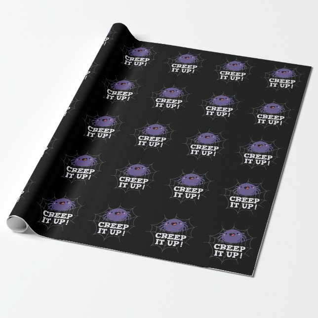 Papel De Regalo Creep It Up Funny Spider Pun Dark BG (Desenrollado)