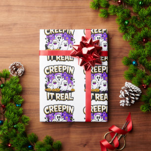 Papel De Regalo Creeping' It Real Fun de diseño de Halloween fan