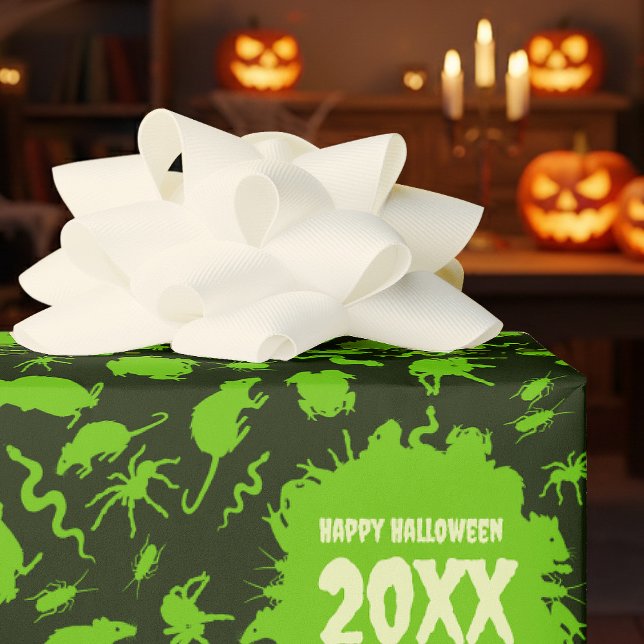 Papel De Regalo Creepy Crawlies Happy Halloween Add The Year Green (Subido por el creador)