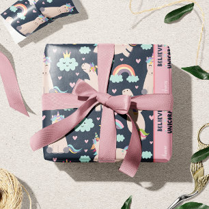 Papel De Regalo Creer en el chico del patrón de Chica azul y rosa