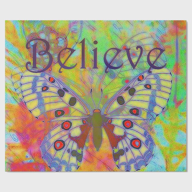 Papel De Regalo Creer mariposa colorida (Superficie plana)