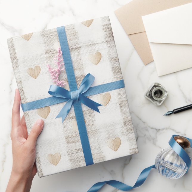 Papel De Regalo Crema Beige Blanco Corazones Boho Despedida de Sol (Regalar)